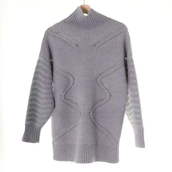 Reiss Myla Oversize Modern Cable Knit Wool Cashmere Gray Jumper Sweater Women XS - Picture 5 of 9